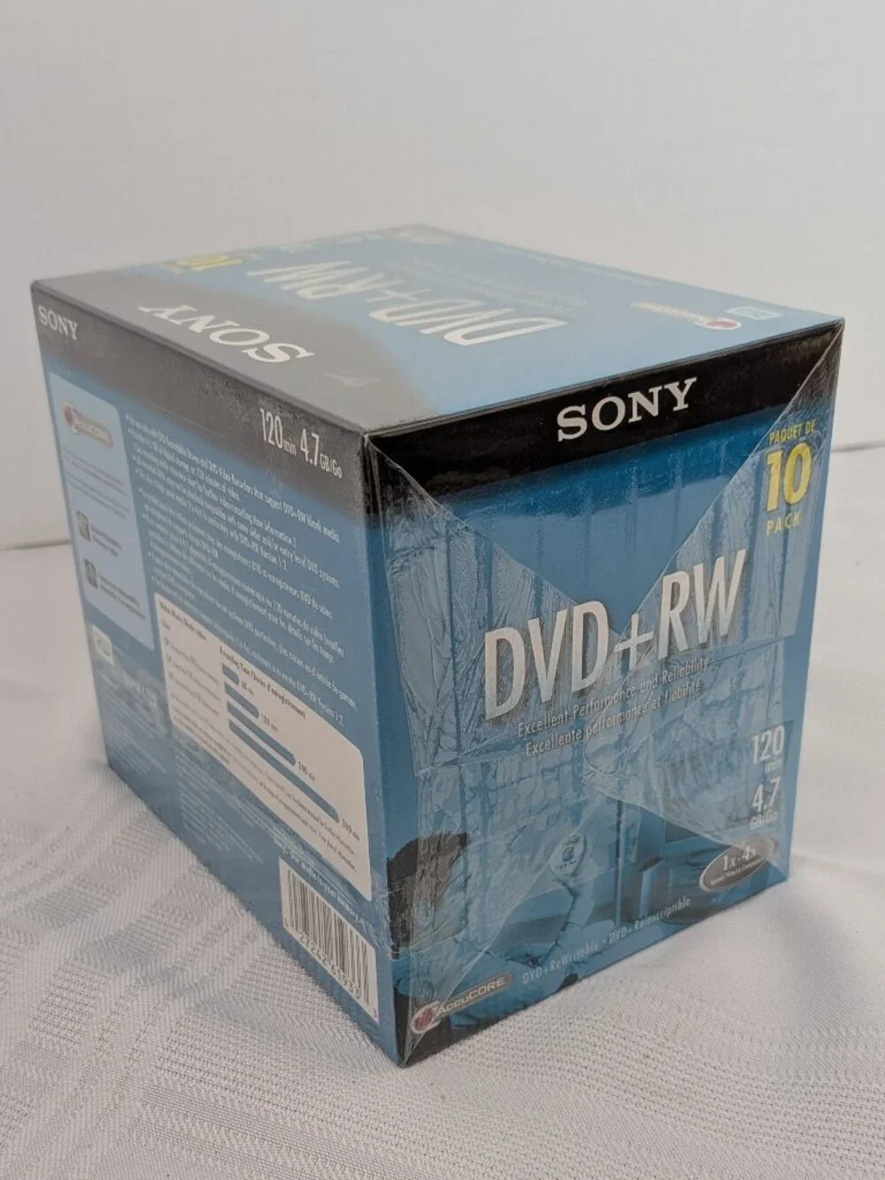 Sony 10 Pack DVD+RW Blank Rewritable 4.7 GB 120 Minute Disks New In Sealed Box
